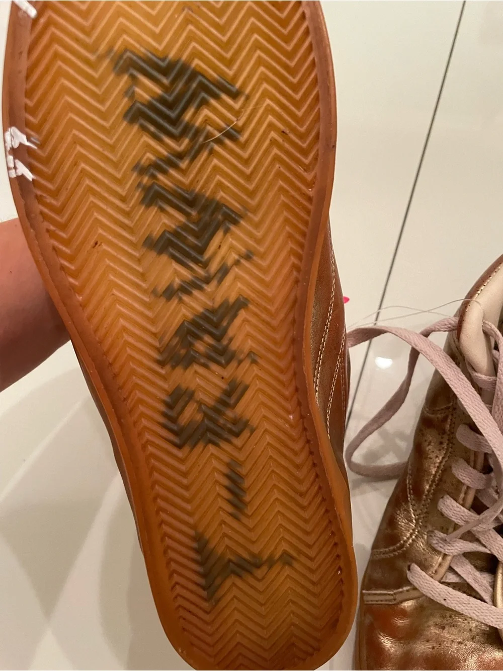 Reebok Metallic Rose Gold High-Top Sneakers